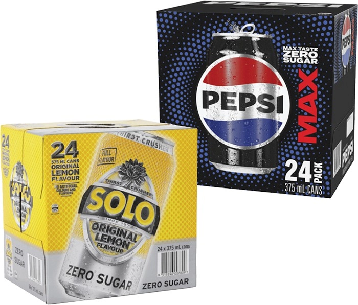 Pepsi Max or Solo Soft Drink 24x375mL