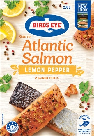 Birds Eye Atlantic Salmon Skin On or Lemon Pepper 250g