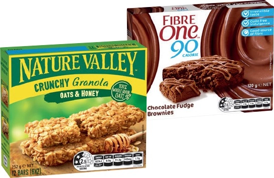 Fibre One Bars 4‑5 Pack, Nature Valley Crunchy Granola 6 Pack or Protein Bars 4 Pack Selected Varieties