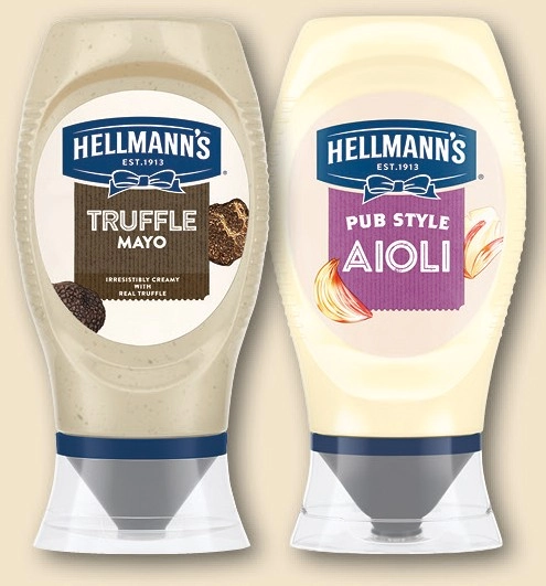 Hellmann's Mayo or Garlic Aioli 251‑252g Selected Varieties