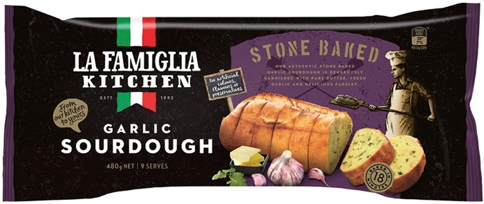 La Famiglia Kitchen Stone Baked Garlic Sourdough 480g