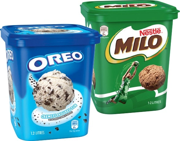 Oreo or Nestlé Milo Ice Cream 1.2 Litre