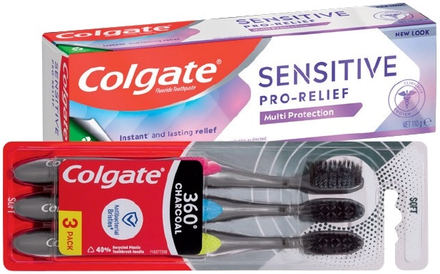 Colgate Sensitive Pro‑Relief Toothpaste 110g or 360° Charcoal Toothbrush 3 Pack Selected Varieties*