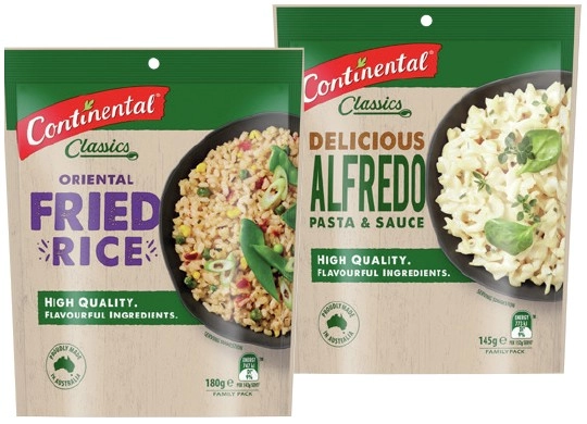 Continental Pasta & Sauce 145‑170g, Rice 180‑190g or Creamy Cheesy Mash 110g Selected Varieties