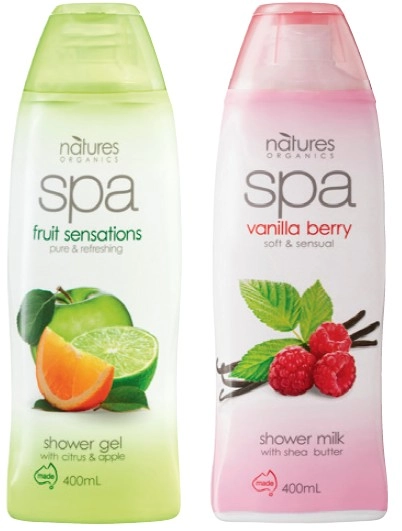 Natures Organics Spa Shower Milk or Gel 400mL Selected Varieties