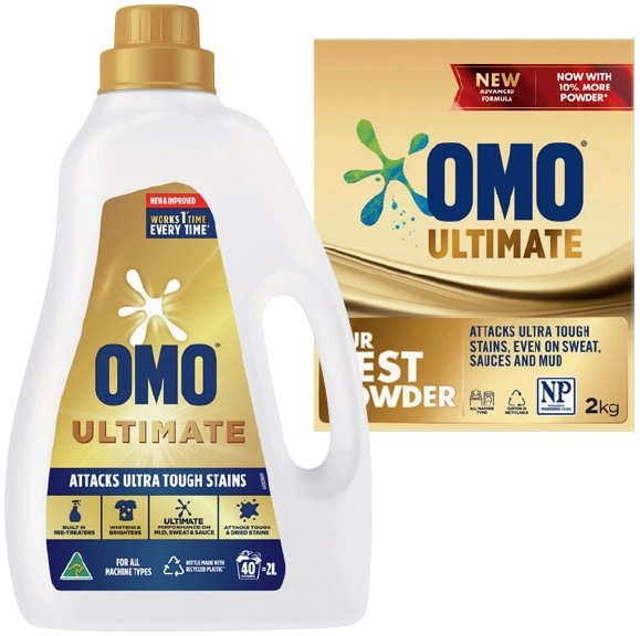 OMO Ultimate Laundry Liquid 2 Litre, Powder 2kg or Capsules 28 Pack Selected Varieties