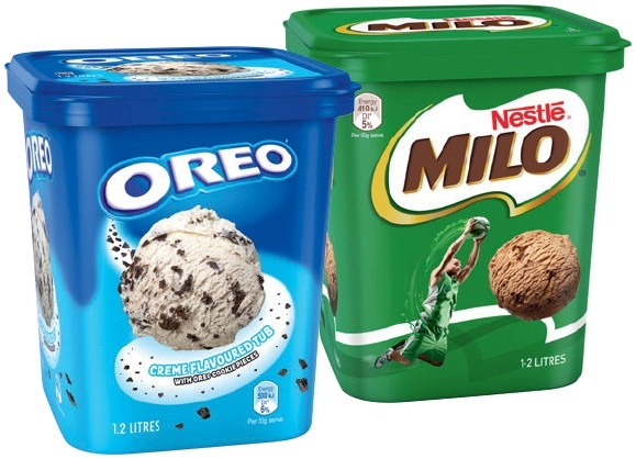 Oreo or Nestlé Milo Ice Cream 1.2 Litre