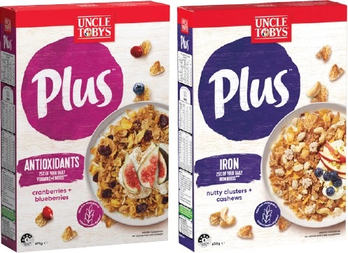 Uncle Tobys Plus Cereal 620-705g Selected Varieties