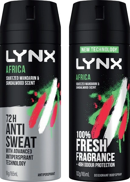 Lynx Deodorant Body Spray or Antiperspirant 165mL Selected Varieties