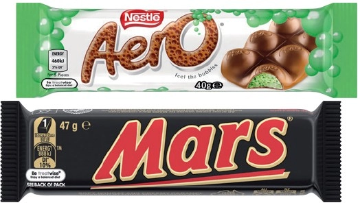 Mars 44‑56g, Nestlé 35‑50g Medium Bars or M&M’s 35‑49g Selected Varieties