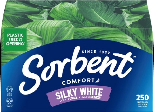 Sorbent Silky White Tissues 250 Pack