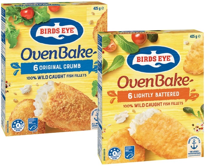 Birds Eye Oven Bake Fish Fillets 425g Selected Varieties