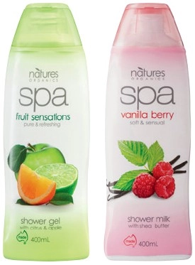 Natures Organics Spa Shower Milk or Gel 400mL Selected Varieties