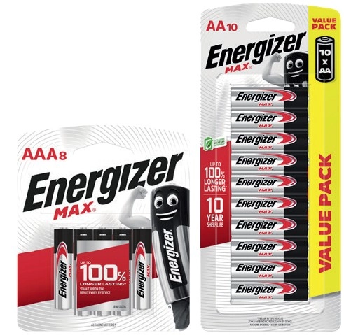 Energizer Batteries Max AA 10 Pack or AAA 8 Pack