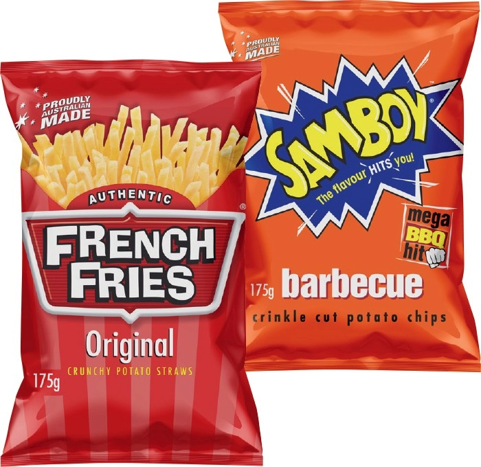 French Fries or Samboy Potato Chips 175g Selected Varieties