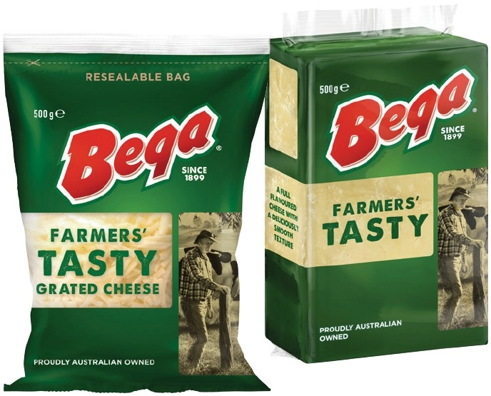 Bega Cheese Block, Grated or Tasty Bar-B-Cubes 500g Selected Varieties