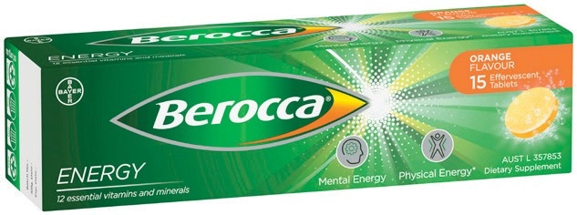 Berocca Energy Effervescent Tablets 15 Pack Selected Varieties*