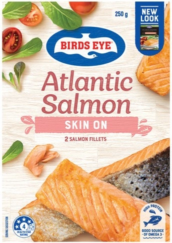 Birds Eye Atlantic Salmon Skin On or Lemon Pepper 250g