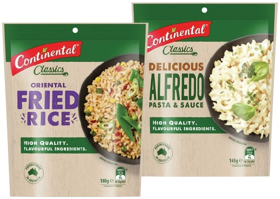 Continental Pasta & Sauce 145‑170g, Rice 180‑190g or Creamy Cheesy Mash 110g Selected Varieties