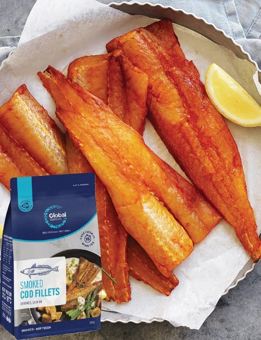 Global Seafoods Smoked Cod Fillets 500g