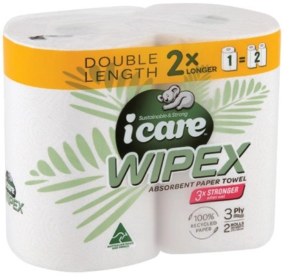 icare Wipex Double Length Paper Towel 2 Pack