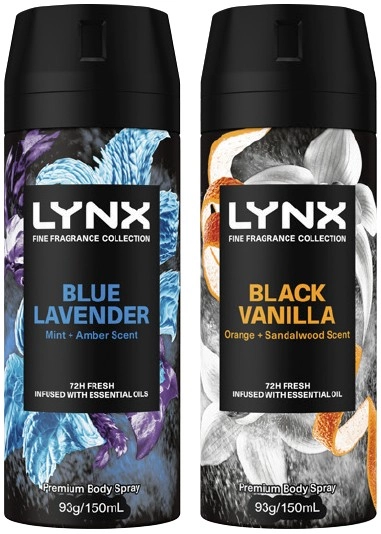 Lynx Fine Fragrance Collection Premium Body Spray 150mL Selected Varieties