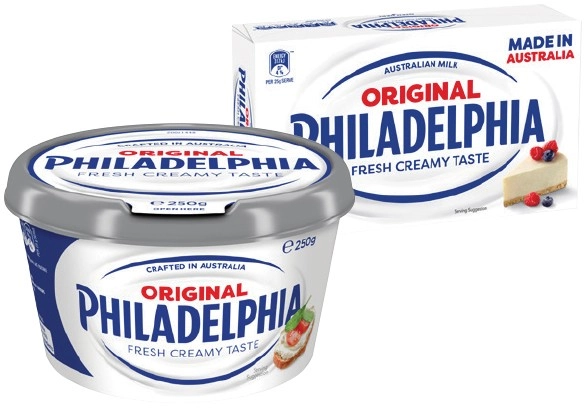 Philadelphia Cream Cheese Spreadable Tub or Block 250g Selected Varieties