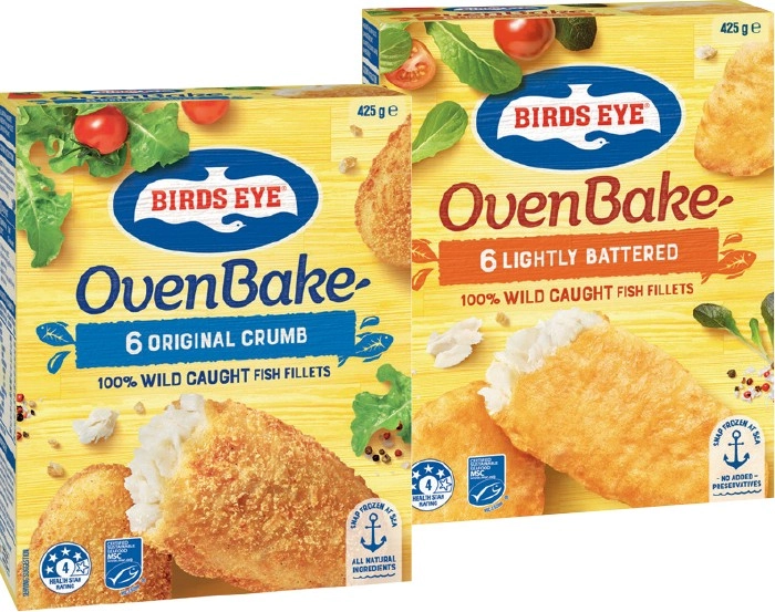 Birds Eye Oven Bake Fish Fillets 425g Selected Varieties