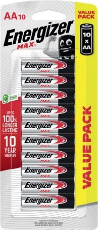 Energizer Batteries Max AA 10 Pack or AAA 8 Pack