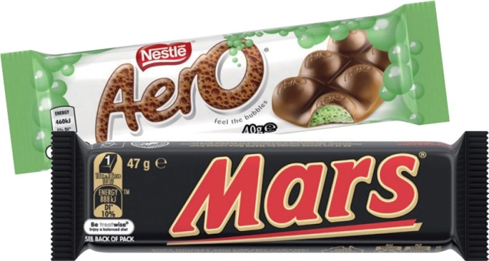 Mars 44‑56g, Nestlé 35‑50g Medium Bars or M&M’s 35‑49g Selected Varieties