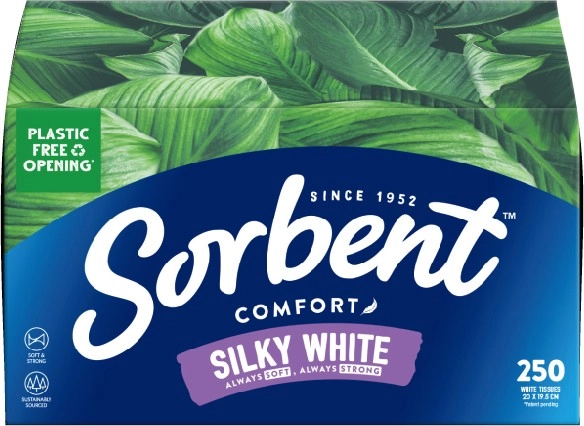 Sorbent Silky White Facial Tissues 250 Pack