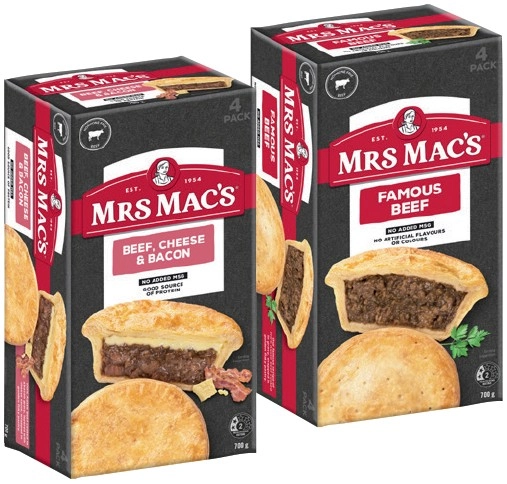 Mrs Mac's Pies or Giant Sausage Rolls 4 Pack Selected Varieties