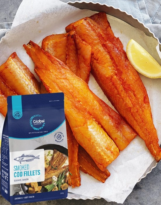 Global Seafoods Smoked Cod Fillets 500g