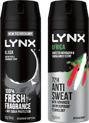 Lynx Deodorant Body Spray or Antiperspirant 165mL Selected Varieties