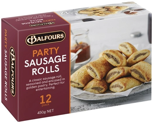 Balfours Party Sausage Rolls, Party Pies or Pasties 12 Pack