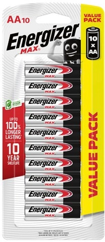 Energizer Batteries Max AA 10 Pack or AAA 8 Pack