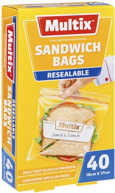 Multix Resealable Sandwich Bags 40 Pack