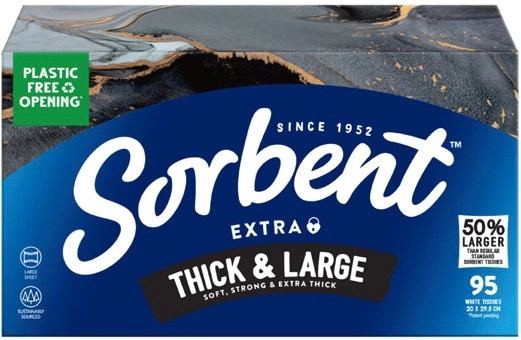 Sorbent Thick & Large Tissues 95 Pack Selected Varieties