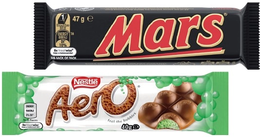 Mars 44‑56g, Nestlé 35‑50g Medium Bars or M&M’s 35‑49g Selected Varieties