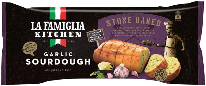 La Famiglia Kitchen Stone Baked Garlic Sourdough 480g