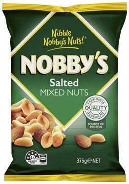 Nobby’s Mixed Nuts Salted 375g or Snack Mix 275g