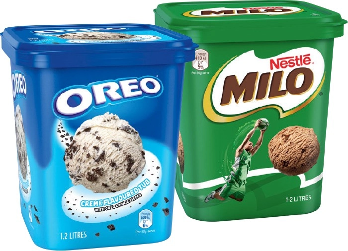 Oreo or Nestlé Milo Ice Cream 1.2 Litre