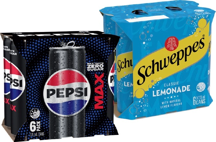 Pepsi, Schweppes or Solo 6x275mL Selected Varieties