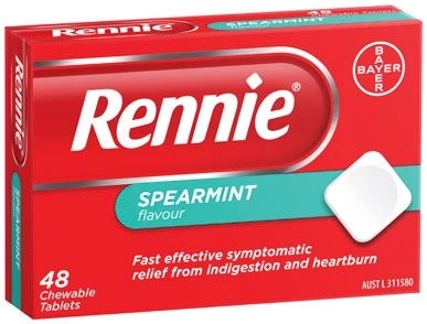 Rennie Spearmint Flavour Indigestion & Heartburn Tablets 48 Pack***