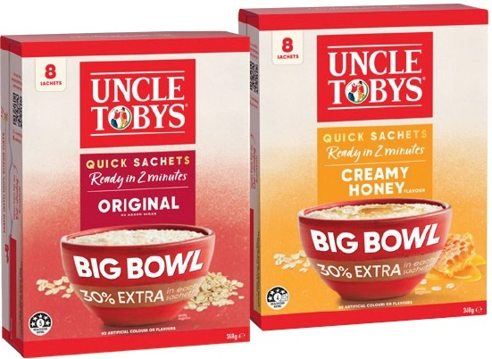 Uncle Tobys Big Bowl Quick Sachets 8 Pack Selected Varieties