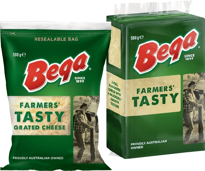 Bega Cheese Block, Grated or Tasty Bar-B-Cubes 500g Selected Varieties