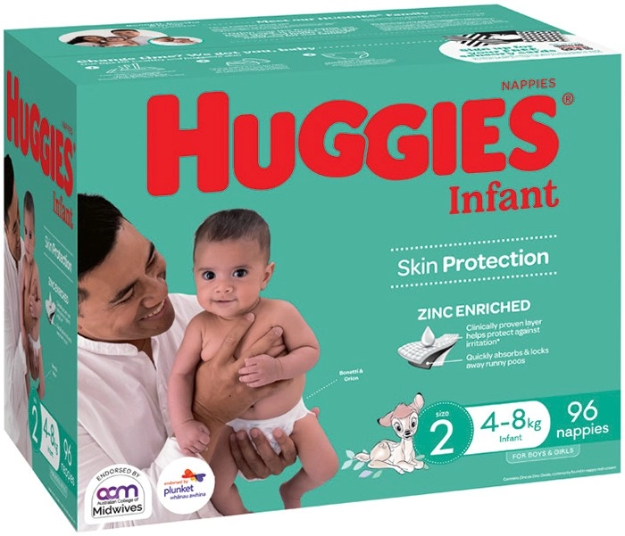 Huggies Ultimate Nappies 96-108 Pack, Ultimate Nappy Pants 46-56 Pack or Pure Care Nappies 52-72 Pack Selected Varieties