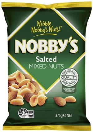 Nobby’s Mixed Nuts Salted 375g or Snack Mix 275g