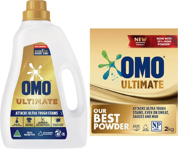 OMO Ultimate Laundry Liquid 2 Litre, Powder 2kg or Capsules 28 Pack Selected Varieties