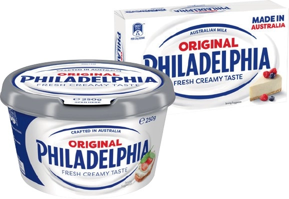 Philadelphia Cream Cheese Spreadable Tub or Block 250g Selected Varieties